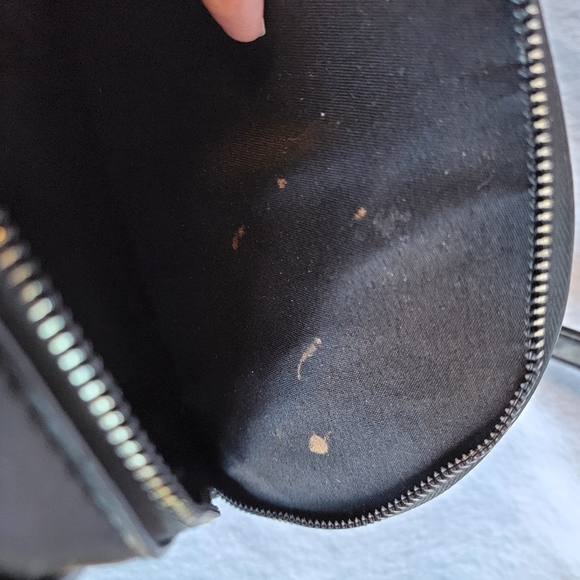 NY Handbag Purse Cosmetic Tote Black With Stunning Gold Accents Faux Leather Zip - Picture 8 of 8